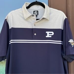FootJoy FJ Grey/Navy White Stripe Pinnacle Golf Polo M